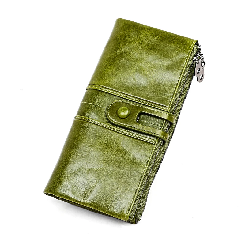 

Women RFID Wallet Genuine Leather Long Style Vintage Female Purse Fashion Design Cowhide Leather Clutch Wallet New