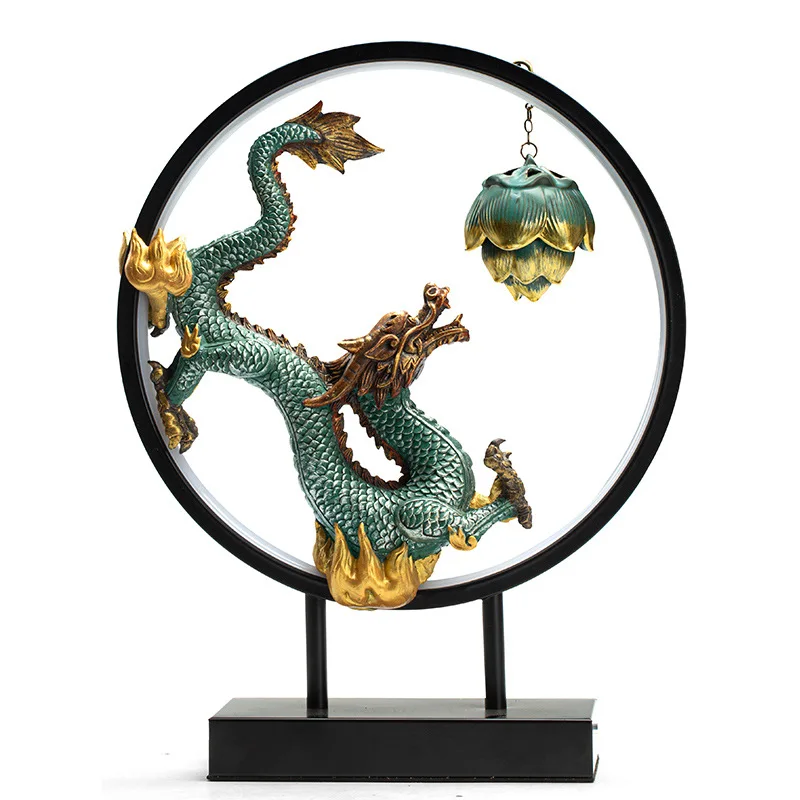 Chinese Zen inspired light ring dragon ornaments attract wealth home living room office ornaments