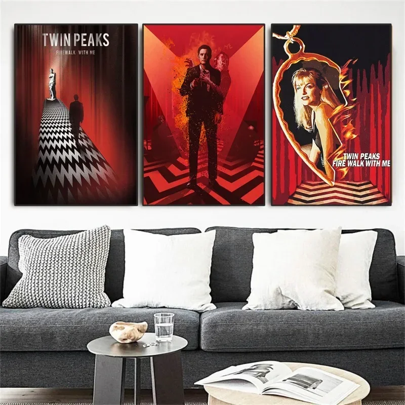 Twin Peaks TV Series Shows Classic Movie Poster and Prints Red Canvas Painting Art Wall Pictures for Living Room Decoration