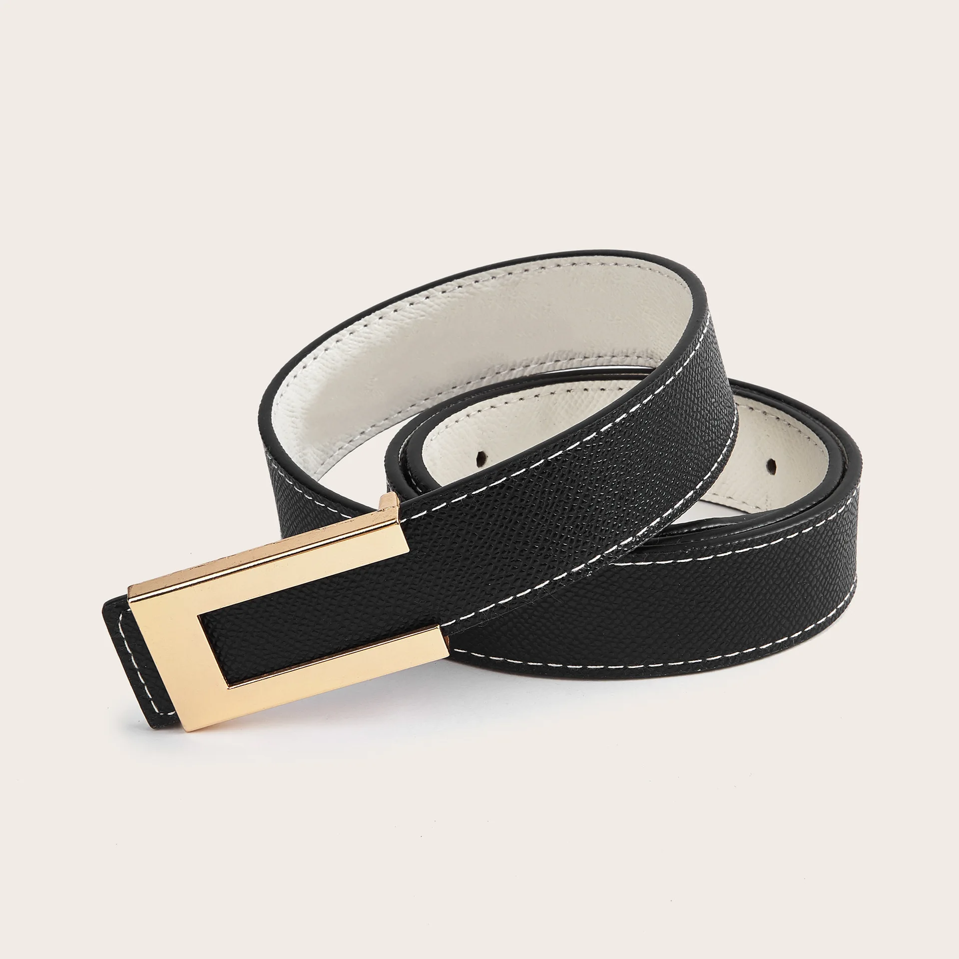 Nuevo cinturón de cuero con hebilla dorada de lujo para mujer, cinturones finos de Metal de piel de vaca a la moda, cinturones blancos y negros, pretina para vestido vaquero para mujer