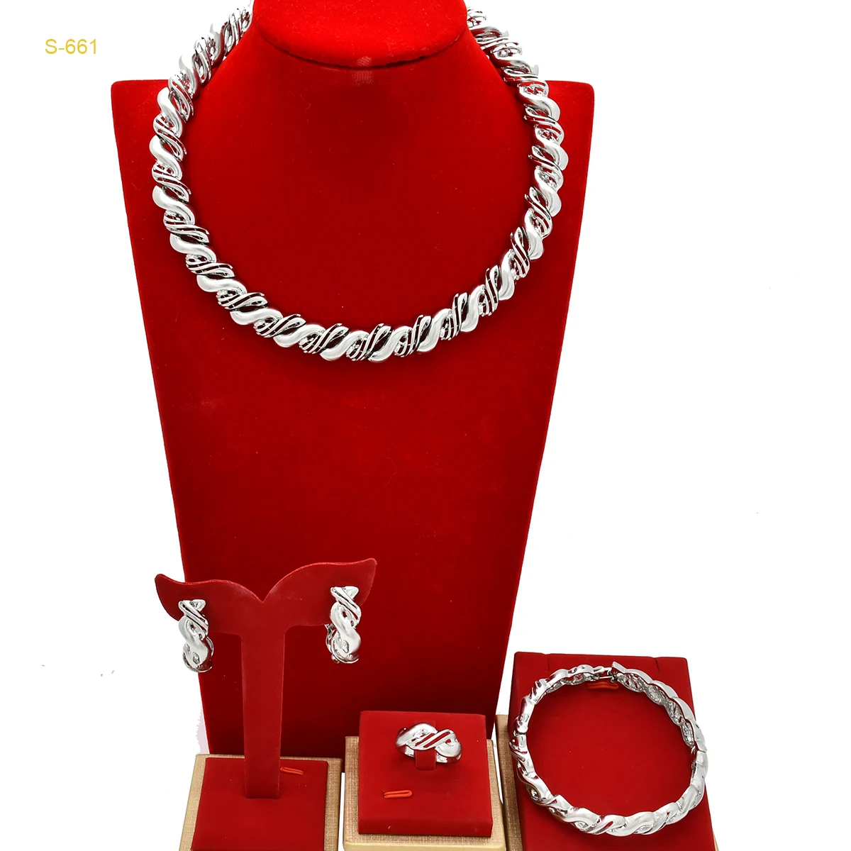 Fashion Designer Silver Color Necklace Sets For Women Indian Bridal Party Jewellery Nigerian Choker Set for Dubai Wedding Gifts