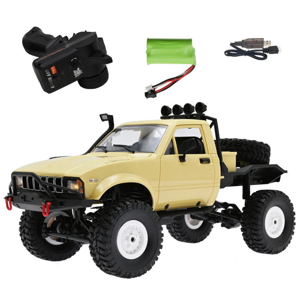 Wpl C14 1/16 Rc Pick Car 2.4g 4wd Off Road Rc Military Car Rock Crawler Truck Handle Full Proportional Control Rtr Rc Truck Toys