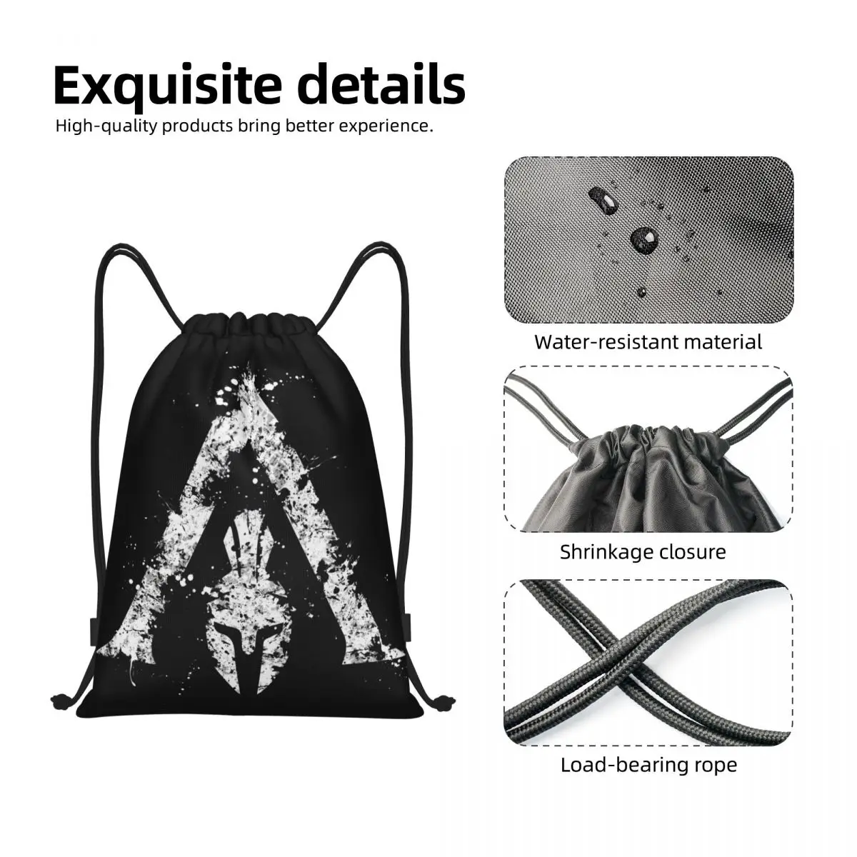 Sparta Spirit Spartan Skull Drawstring Backpack Sports Gym Bag for Women Men Shopping Sackpack