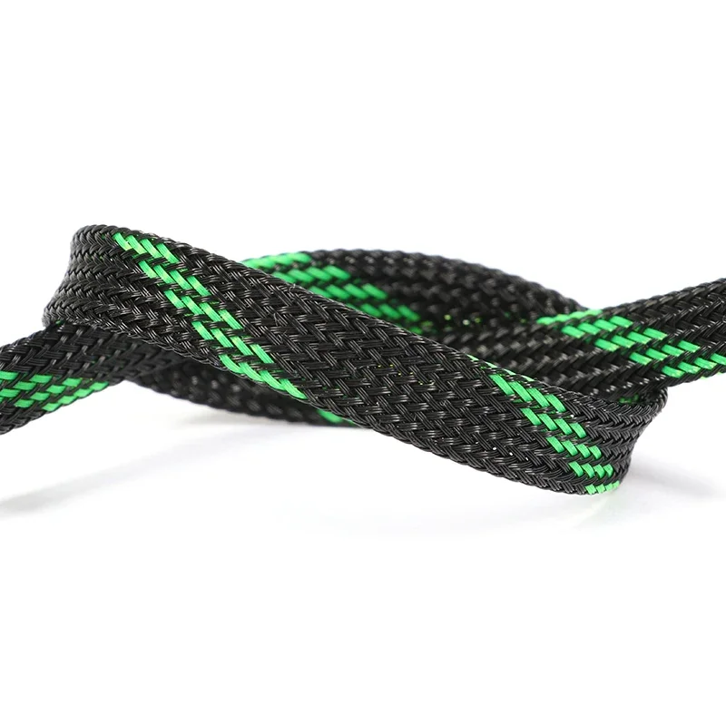 1~50m Black UV Green PET Braid Sleeve 2/4/6/8/10/12/16mm High Density Sleeving Snake Skin Cable Wrap Sheath For Electric Cables