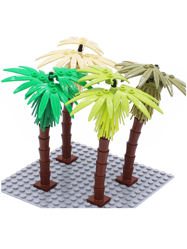 MARUMINE 4PCS Kokospalme MOC Stadt Pflanze Bausteine Ziegel Garten Bonsai Wald DIY Klassische Modell Kit 30338 30239