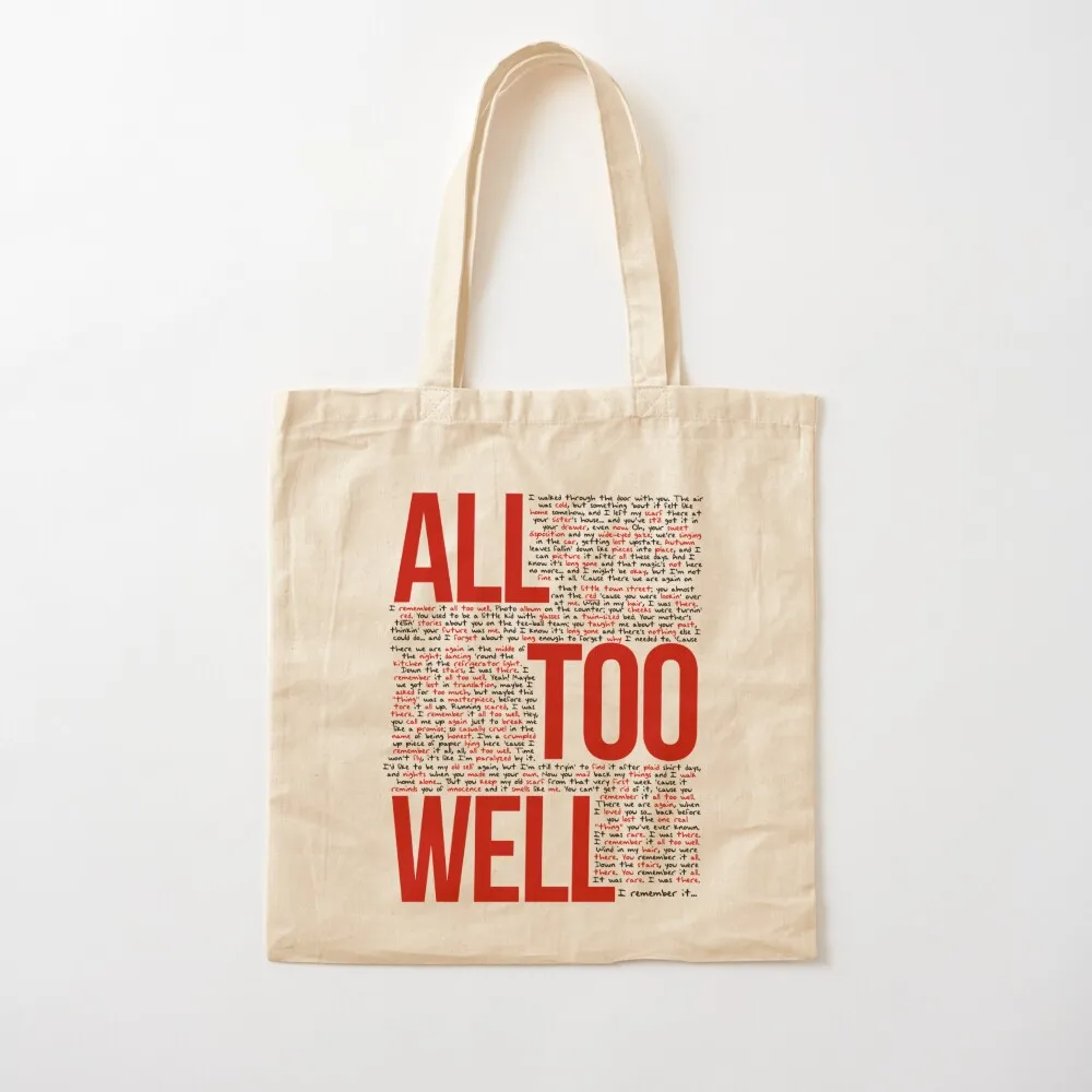 All Too Well (all lyrics) in White Tote Bag tote bag men eco pack Shopping bags canvas bags