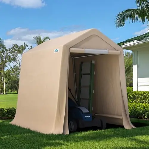 6x8 ft Outdoor Portable Storage Shelter Shed with 2 Roll up Zipper Doors & Vents Carport for Motorcycle Waterproof and