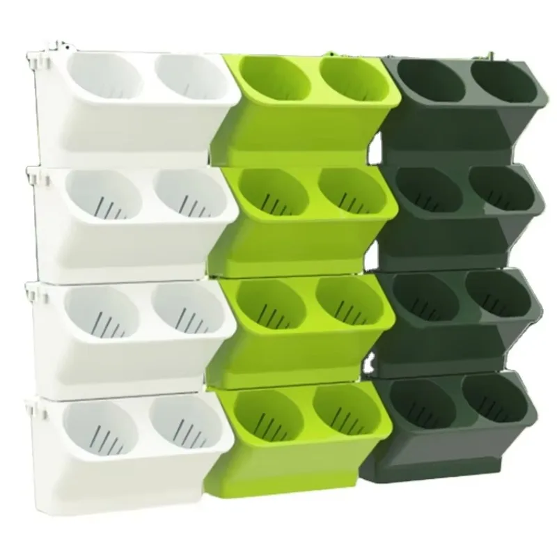 Wall Vertical Garden Vertical Wall Garden Pot Selfwatering Hydroponic Flower Pot Tower Garden Stackable Plastic Vertical Pot