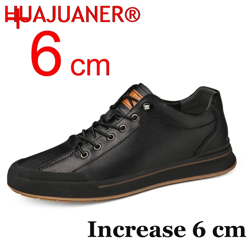 

Мужская повседневная обувь из натуральной кожи, увеличивающая рост 6 см, спортивная обувь высокого качества на плоской подошве, мужская брендовая офисная рабочая обувь