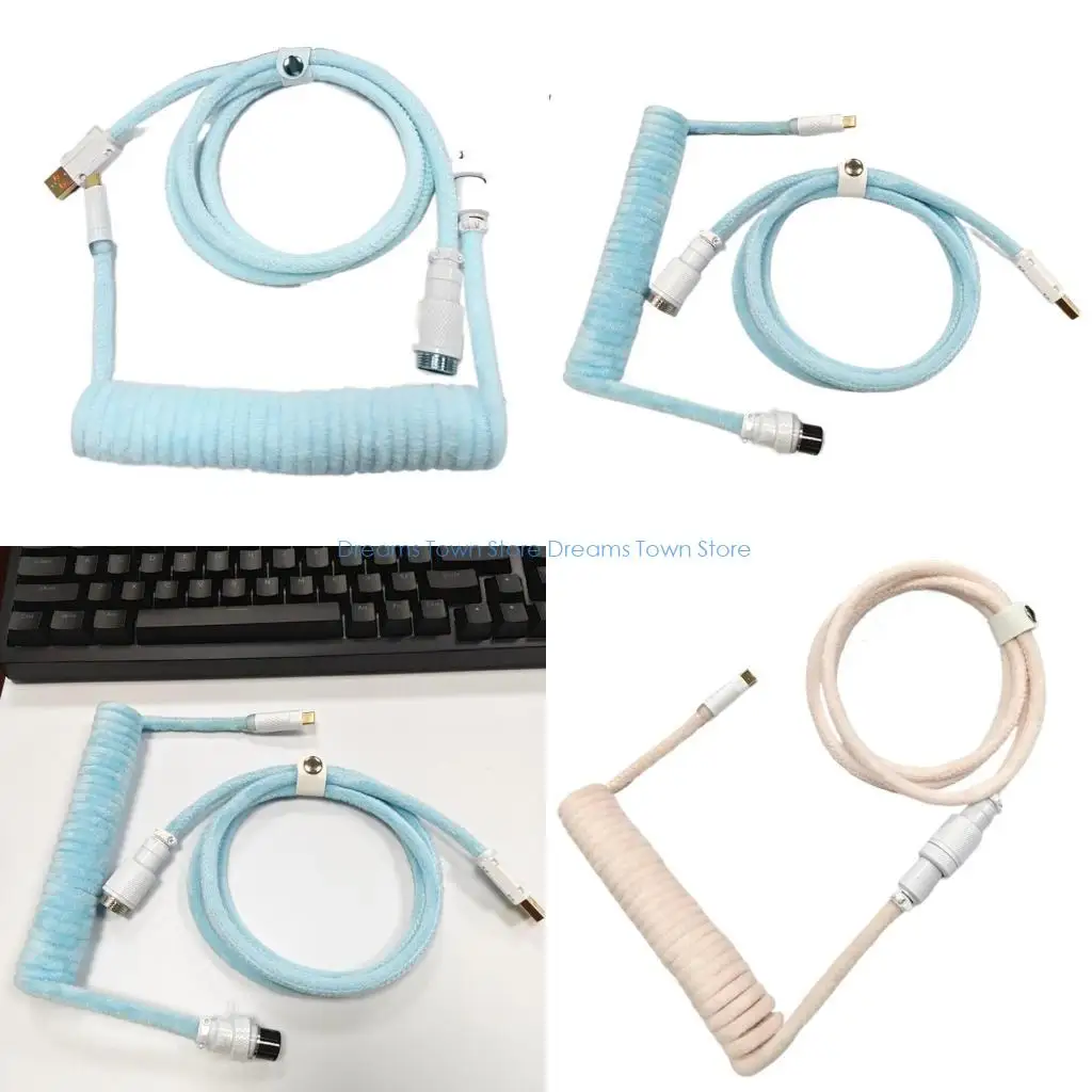 

HX6A COILED USB C к кабелю клавиатуры, 1,5 м с разъемом в стиле авиации Metal для геймеров и профессионалов