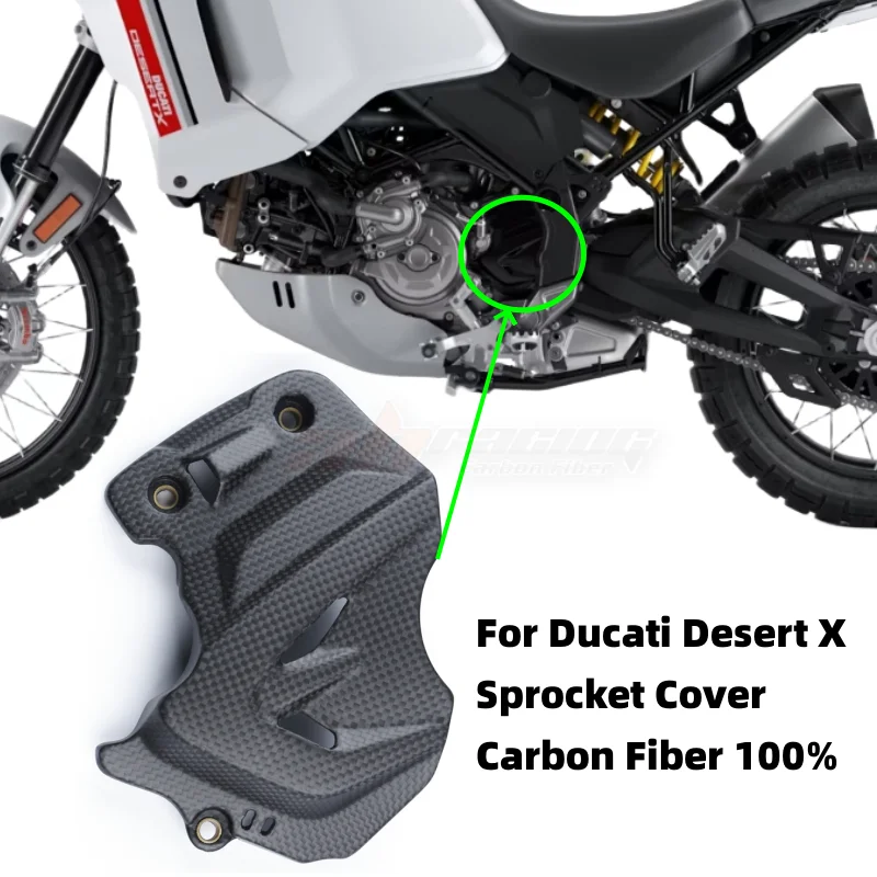 Side Sprocket Chain Case Cover Fairing For Ducati DesertX 2022 2023 Full carbon Fiber 100%