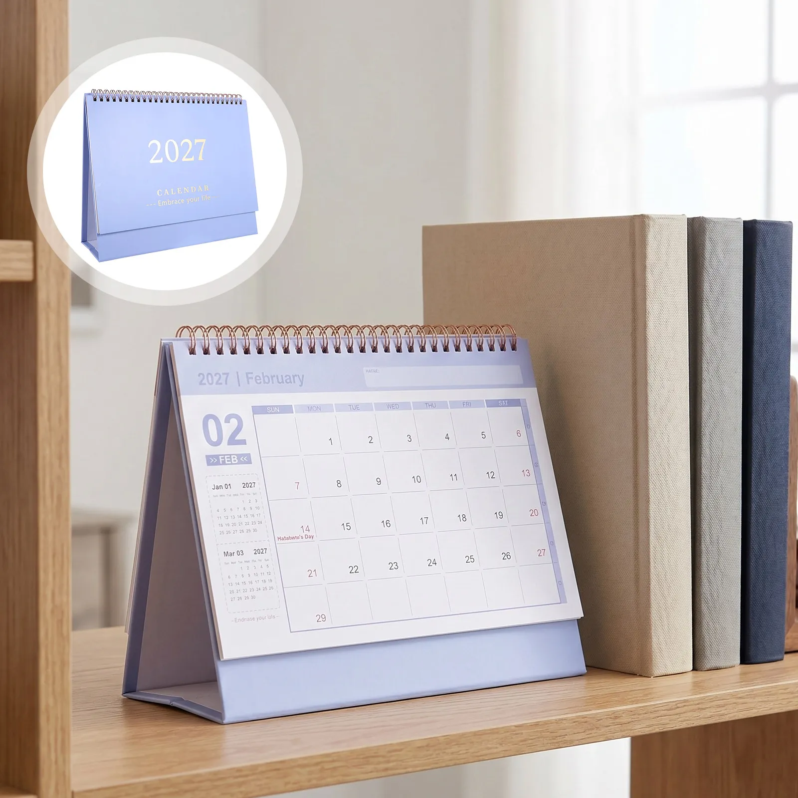 Small Standing Desk Calendar 2027 Tear Away Daily Calendar Thick Paper Space Saving Minimal Design Desktop Monthly Planner