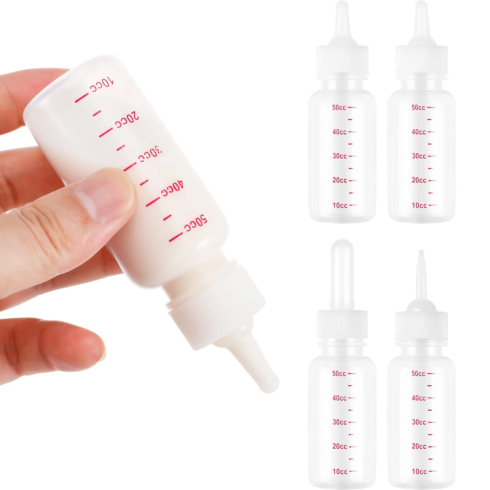 

4pcs 50Ml Bottle For Puppies Kittens Hamsters Squirrels Newborn Animals Lightweight Clear Scale Easy Extrusion Portable