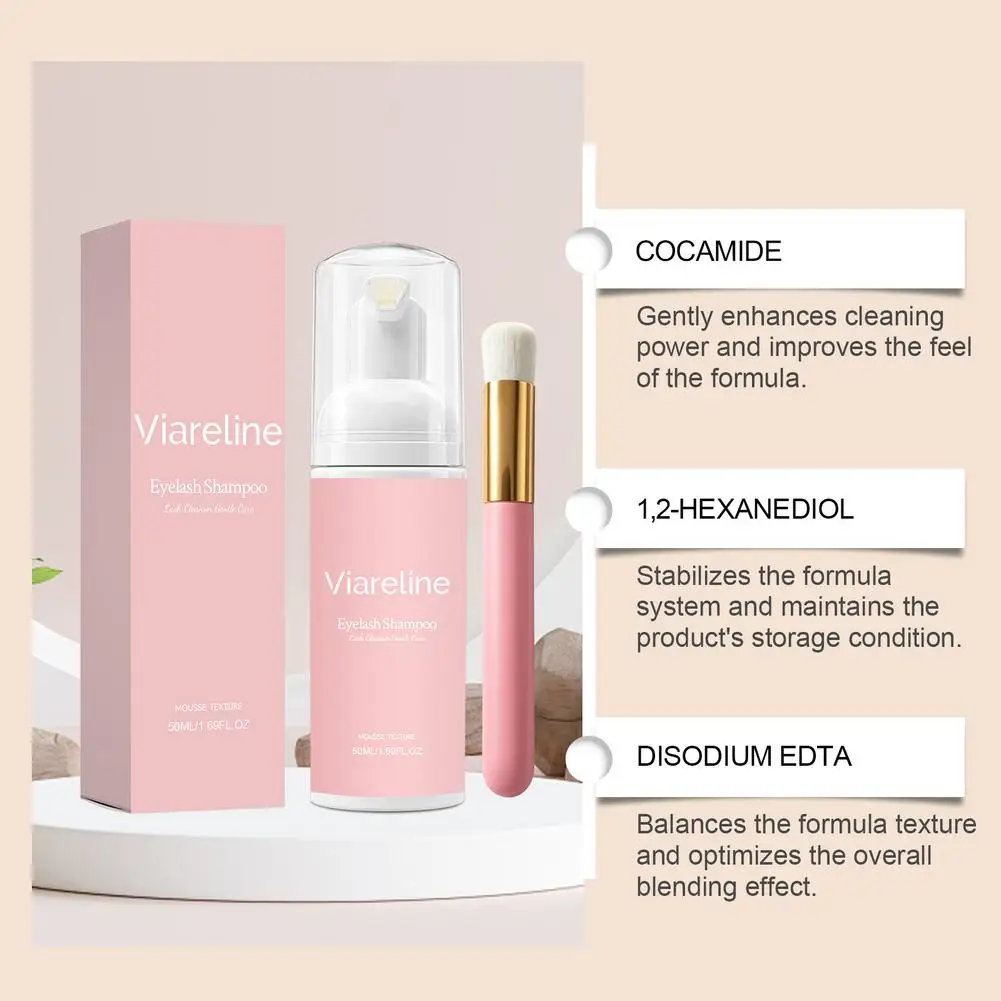 Wimpernreinigungsschaum, sanftes ölfreies Wimpernshampoo, Make-up-Entferner, nicht reizende Augenpflege 50ml – Detail 11