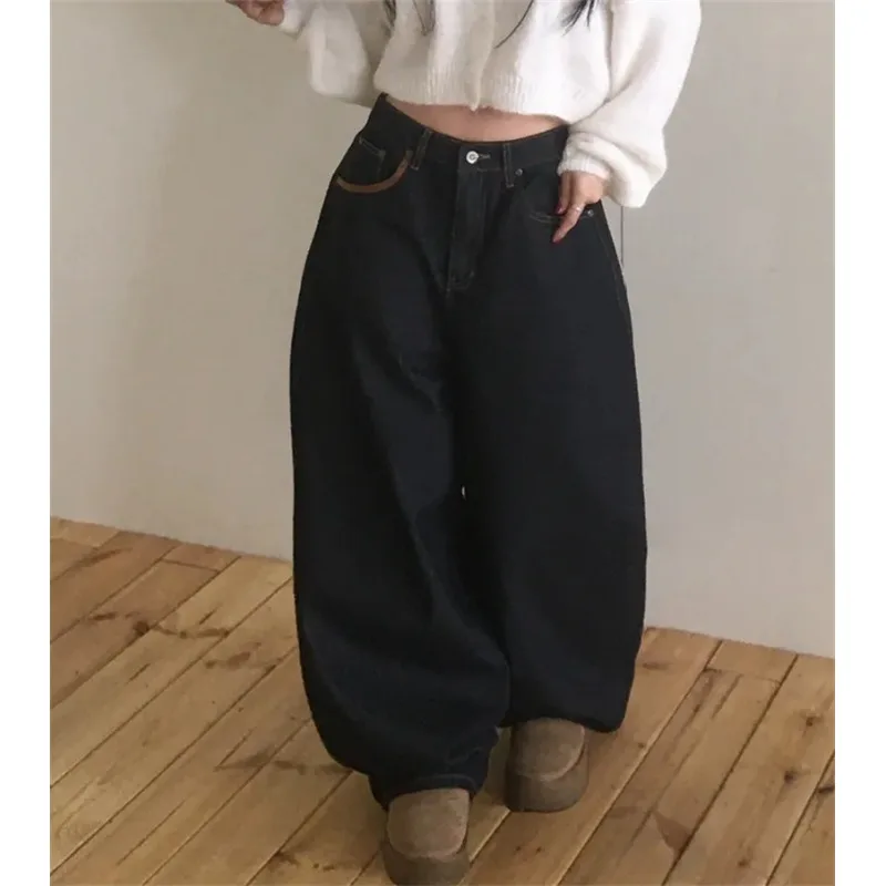 Celana Jeans Wanita High Waist Musim Gugur Musim Dingin Warna Chic Blo Waed Outdated Bend Knife Pants Kasual Celana Panjang