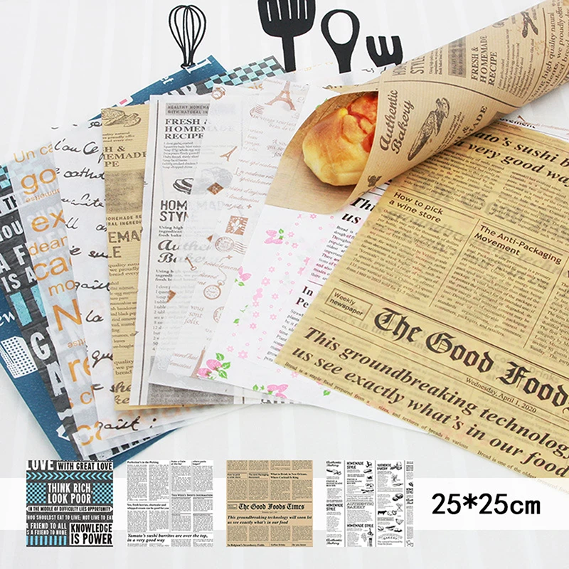 Papel encerado para pan, 50 Uds., envoltorios impermeables a prueba de grasa para embalaje de sándwich, embalaje de pan hamburguesa, suministros de cocina