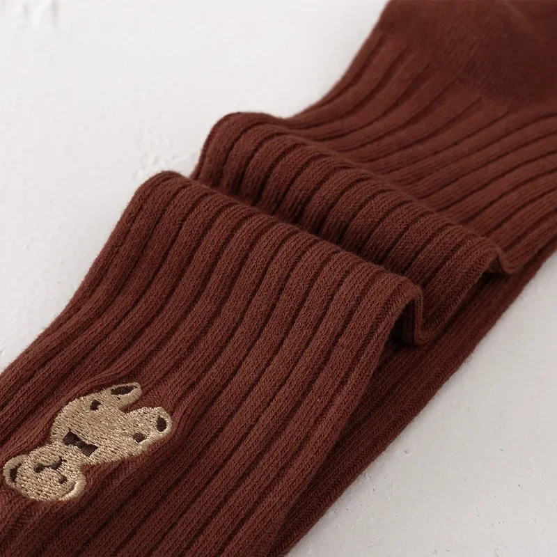 Children Baby Korean Cartoon Bear Heart Stitch Knee High Long Socks Autumn Spring Solid Color Stockings for For Girl Boys Cheap