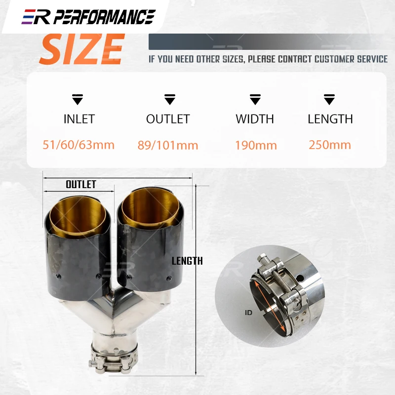 1 Pcs ER Double-out Muffler Tip Golden Stainless Universal Car Accessories Carbon Fiber Exhaust Tips End Pipes for BMW Series