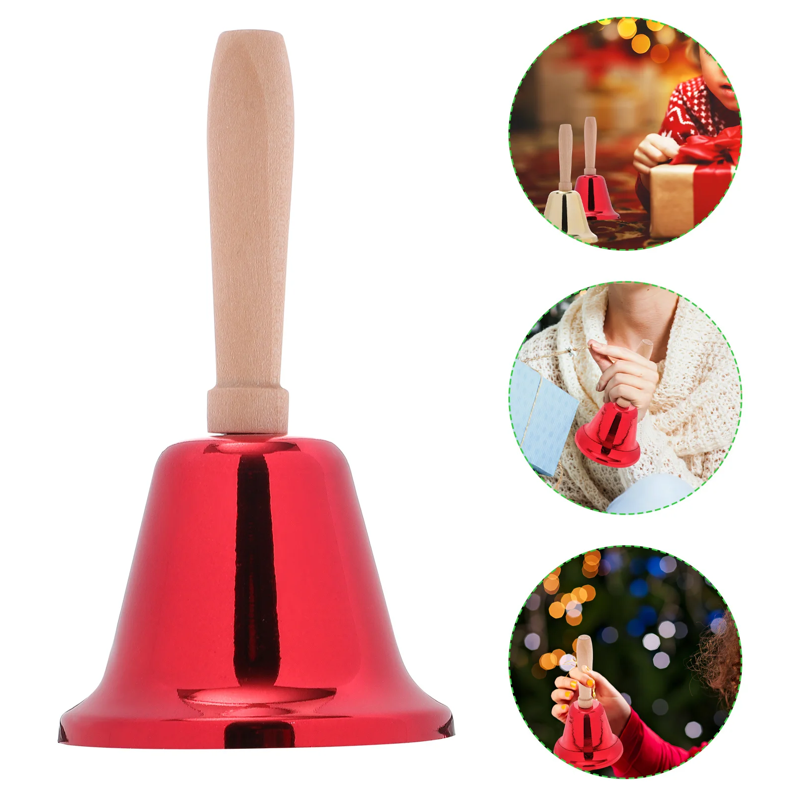 

2pcs Hand Metal Craft Wooden Handle Loud Bell For Camping Hiking Safety Holiday Dinner Call Service Rattle Infant