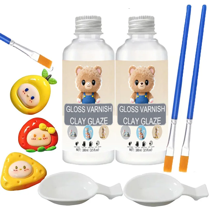 50Ml/100Ml Air Dry Clay Glaze, High Gloss and Matte Air Dry Clay Varnish,  High Gloss to Safeguard Artwork Nontoxic Varnish