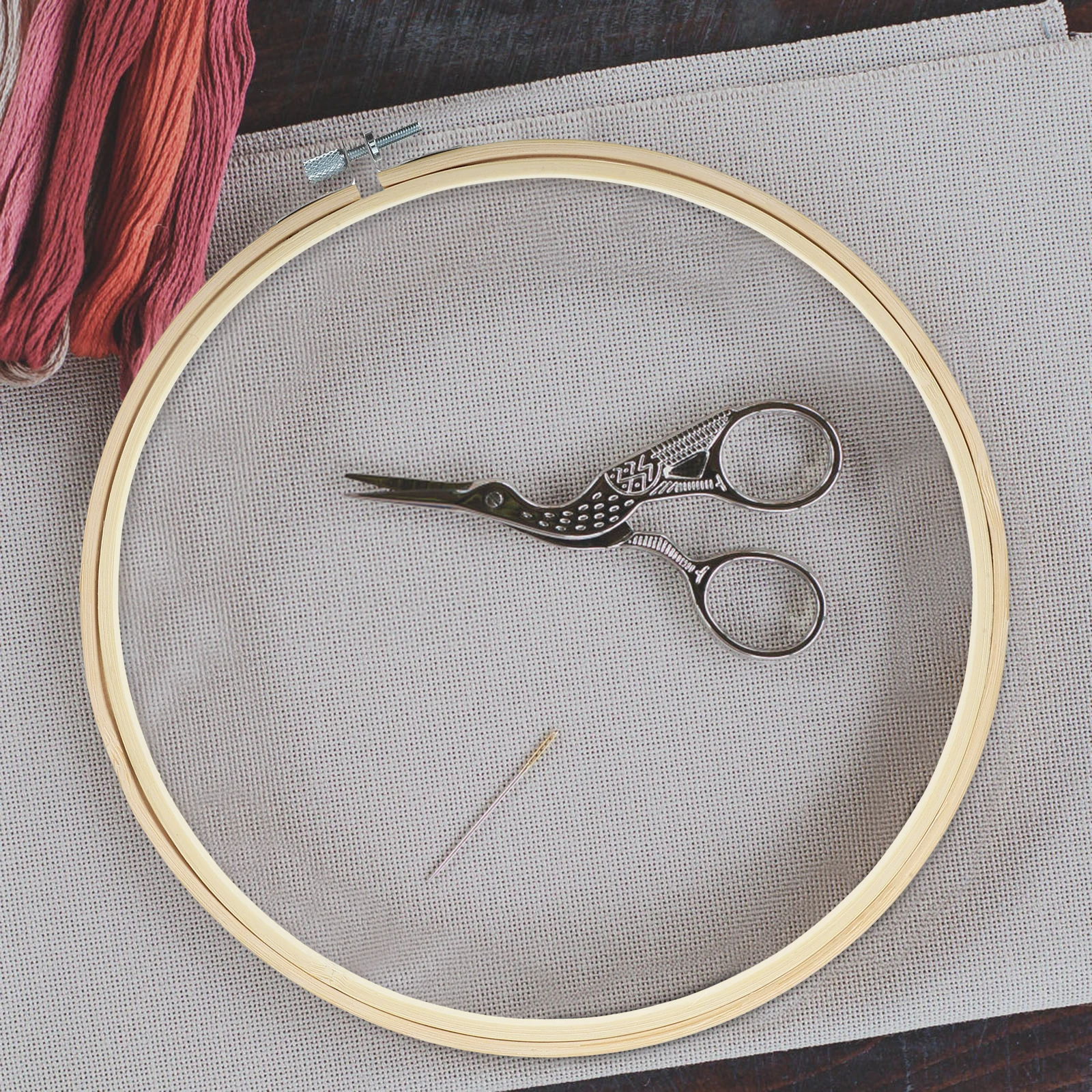 

9 Inch Bamboo Stretch Circle Embroidery Stitch The Ring Square Cross Wood Hoops