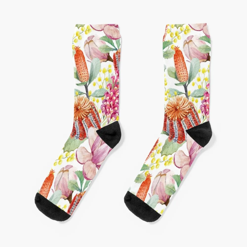 

Australian flower banksia pattern Socks Men'S Socks