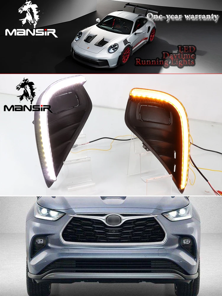 

12V LED DRL Daylights For Toyota Highlander 2020 2021 Yellow Turn Signal Function Car Headlamp Daytime Running gift for father