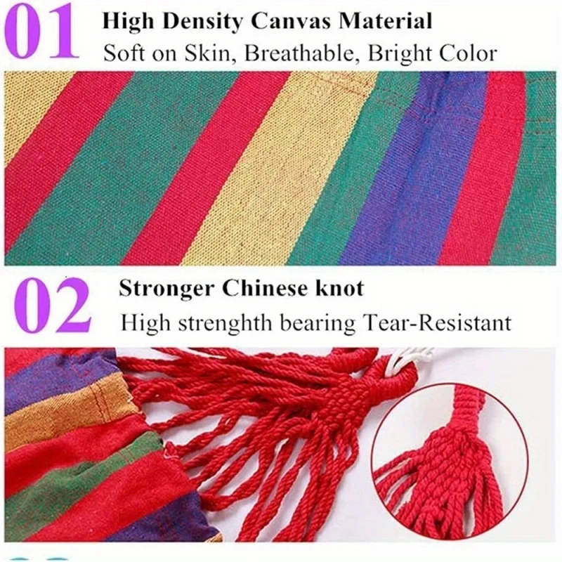 1 Lightweight Travel Hammock - Comes with a Handbag and Ropes, Easy to Fold and Carry The Anti-Roll Design Ensures Safety and C
