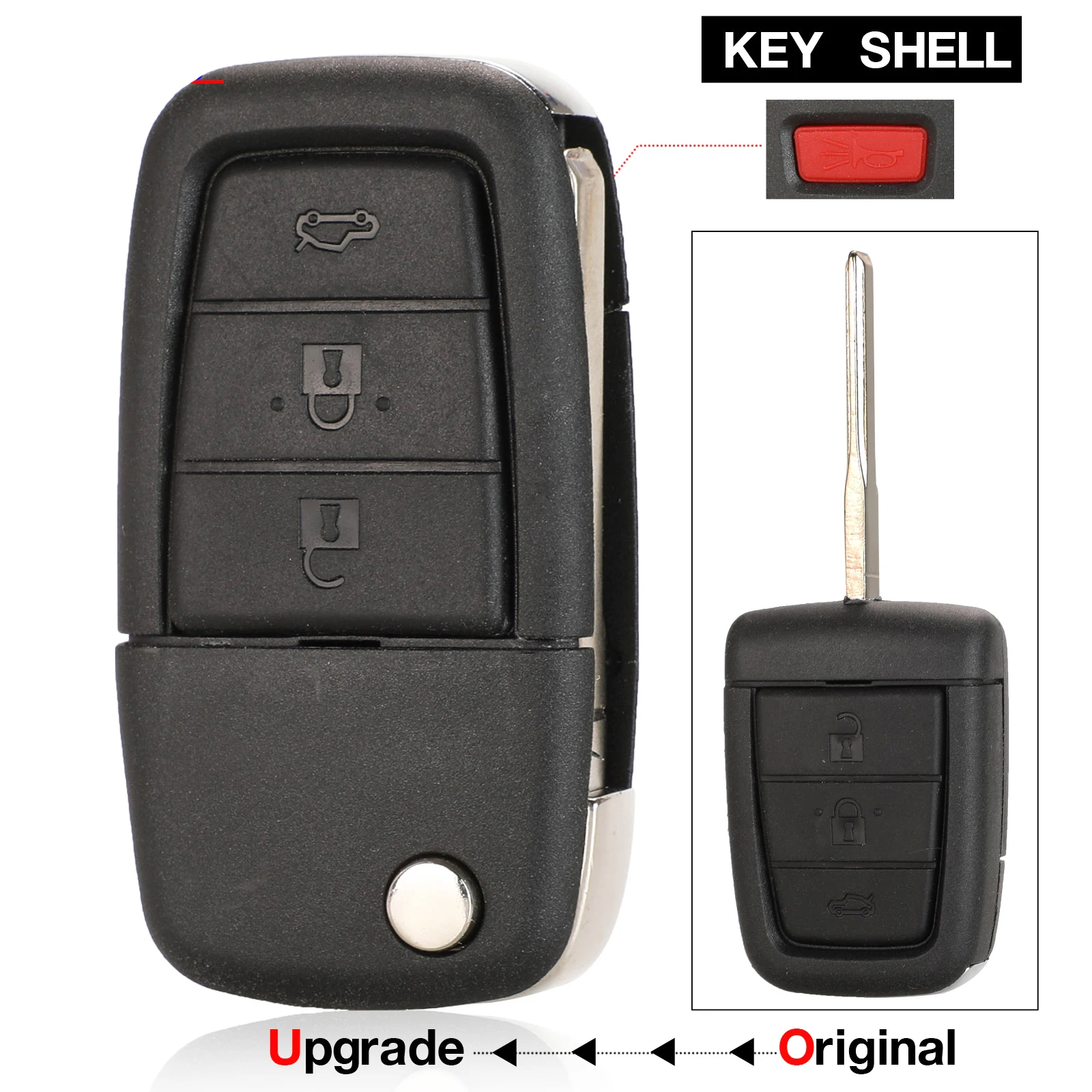 

jingyuqin 3 + Panic Key 4 BTN Modified Flip Remote Key Fob Case Shell For Chevrolet Caprice For Holden Commodore VE Replacement