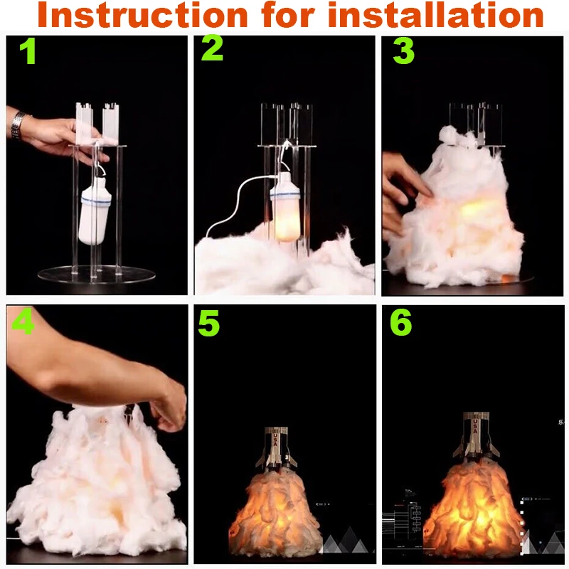 قاعدة حامل عرض أكريليك ذاتية الصنع لـ LEGO V 21309 أو V 92176، لهب العرض لنموذج مكعبات بناء ناسا أبولو زحل