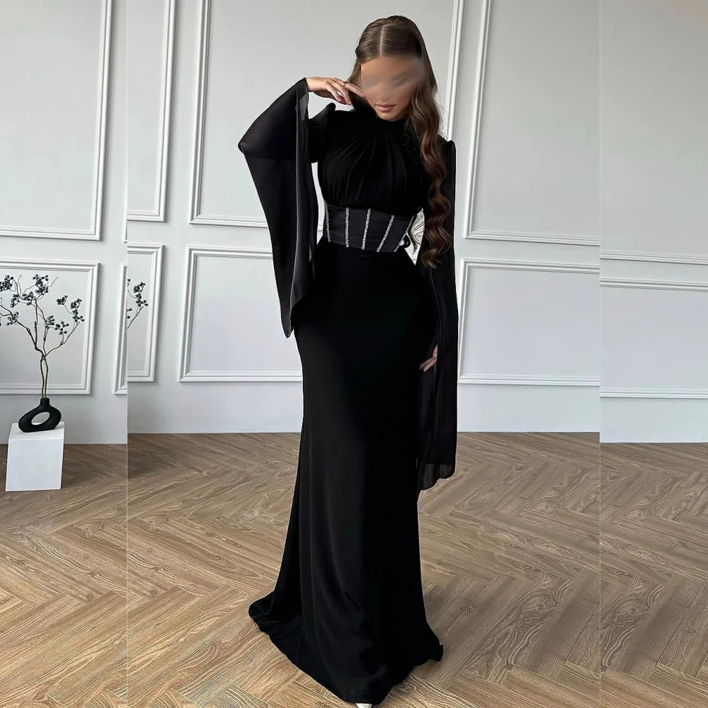 

Customized Elegant Pleat Mermaid O-Neck Long Dresses Bespoke Occasion Fashion Exquisite High Quality
