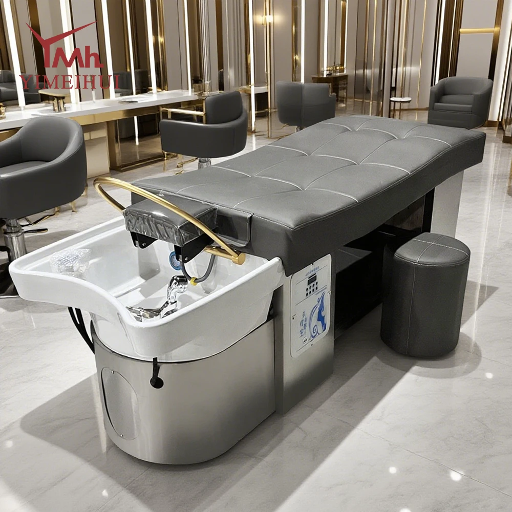 Salon Beauty Salon Water Therapy Hair Washing Chair Stainless Steel Thai Massage Head Spa Ceramic Bowl Shampoo Beds