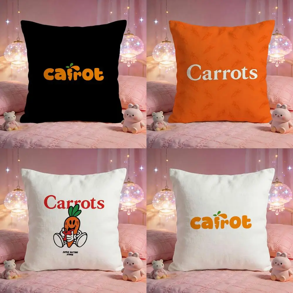 Carrot Cushion Cover Premium Comfort Reversible Pillow Cove -Two in One Design for Any Room & Car Interior