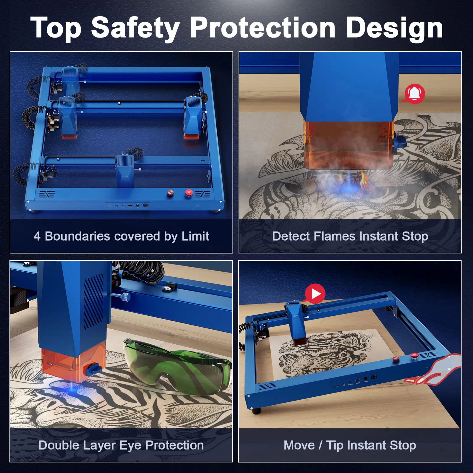 L1 10W Output Laser Engraving Machine For Metal or Wood 400*400mm Carving Area Wireless Bluetooth CNC Machine Cutter APP Control