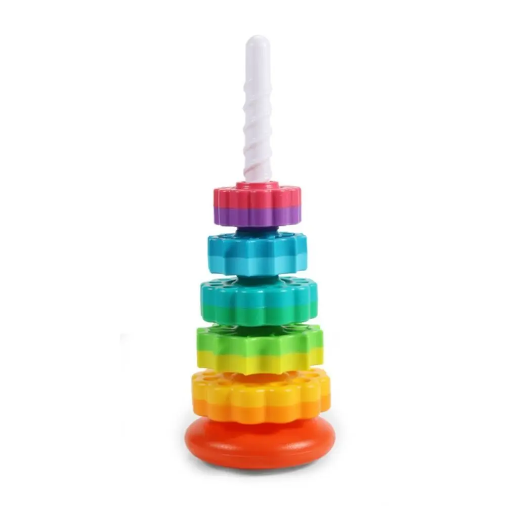 Montessori Rotating Rainbow Tower Hand-eye Coordination Color Recognize Rotating Screw Bolt Toys Perception Training