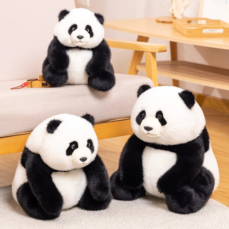 Realistic Cute Giant Panda Baby Plush Toy Simulated Rare Animal Pandas Doll Stuffed Soft Hug Pillow for Kids Birthday Gifts Deco