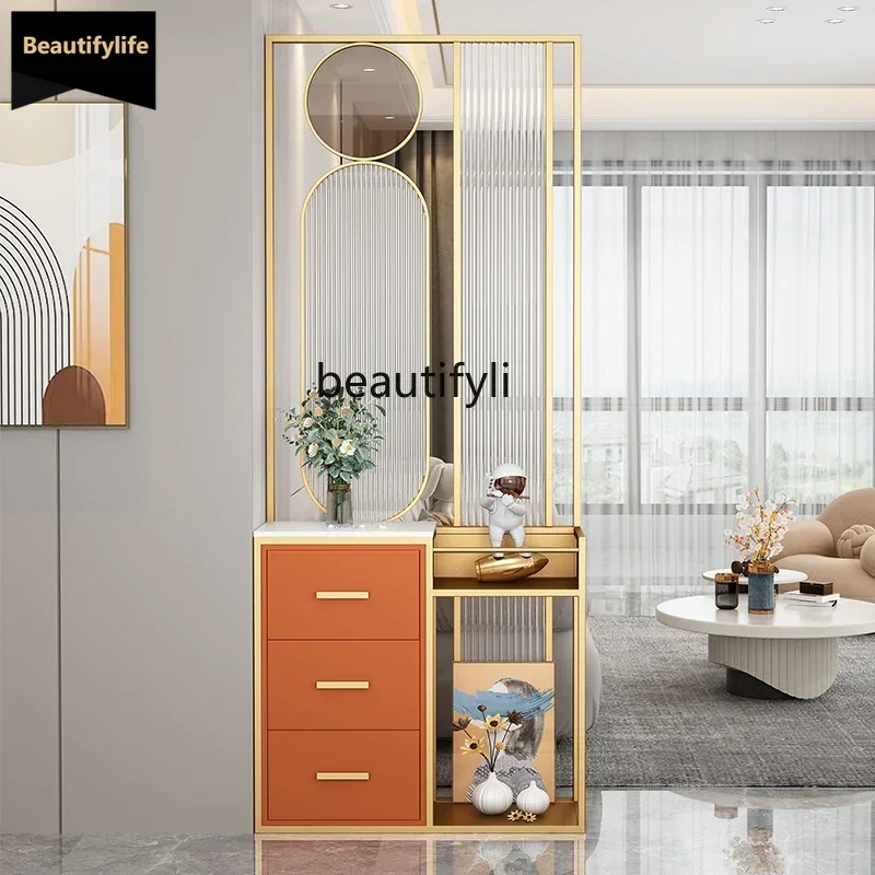 

Light luxury home Changhong glass screen entrance cabinet, modern and simple, decorative partition wall