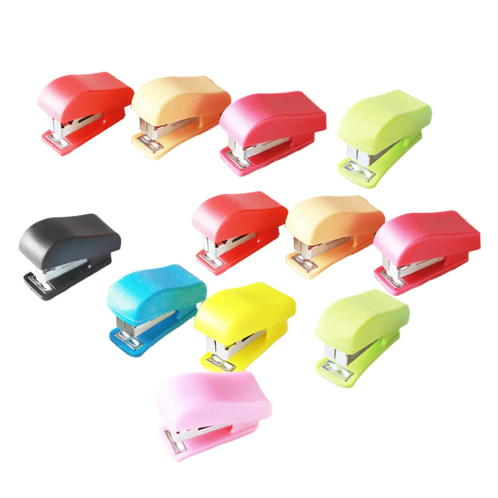 24pcs Mini Desktop Stapler Hand Stapler Office Home Stapler with Staple(Random Color) mini stapler desk stapler