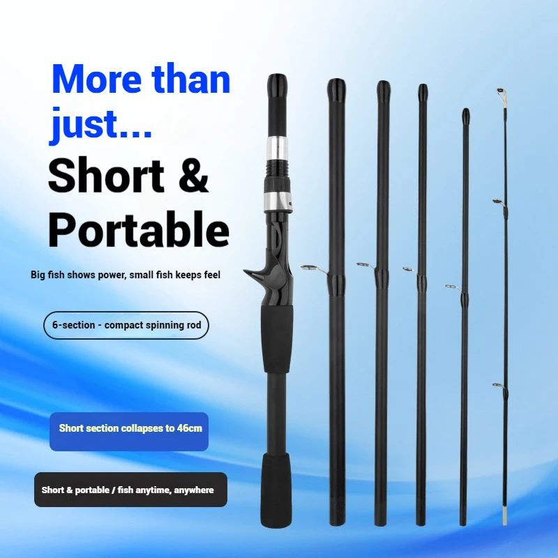 Multiple Sections Portable Medium Action Spinning Rod 1.8m 2.1m 2.4m Compact Travel Lure Fishing Rod for Long Distance Casting