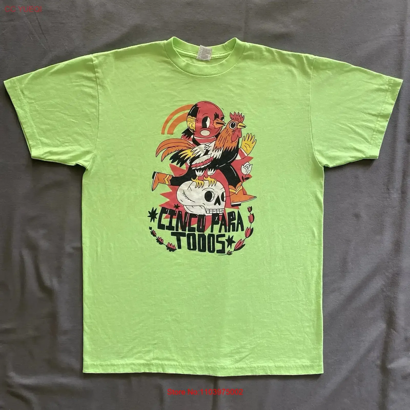 Camiseta Stadium Goods X Espolon Tequila para hombre, talla XL, verde brillante, estilo rock vintage, gráfico lavado, cómoda, transpirable, ropa urbana