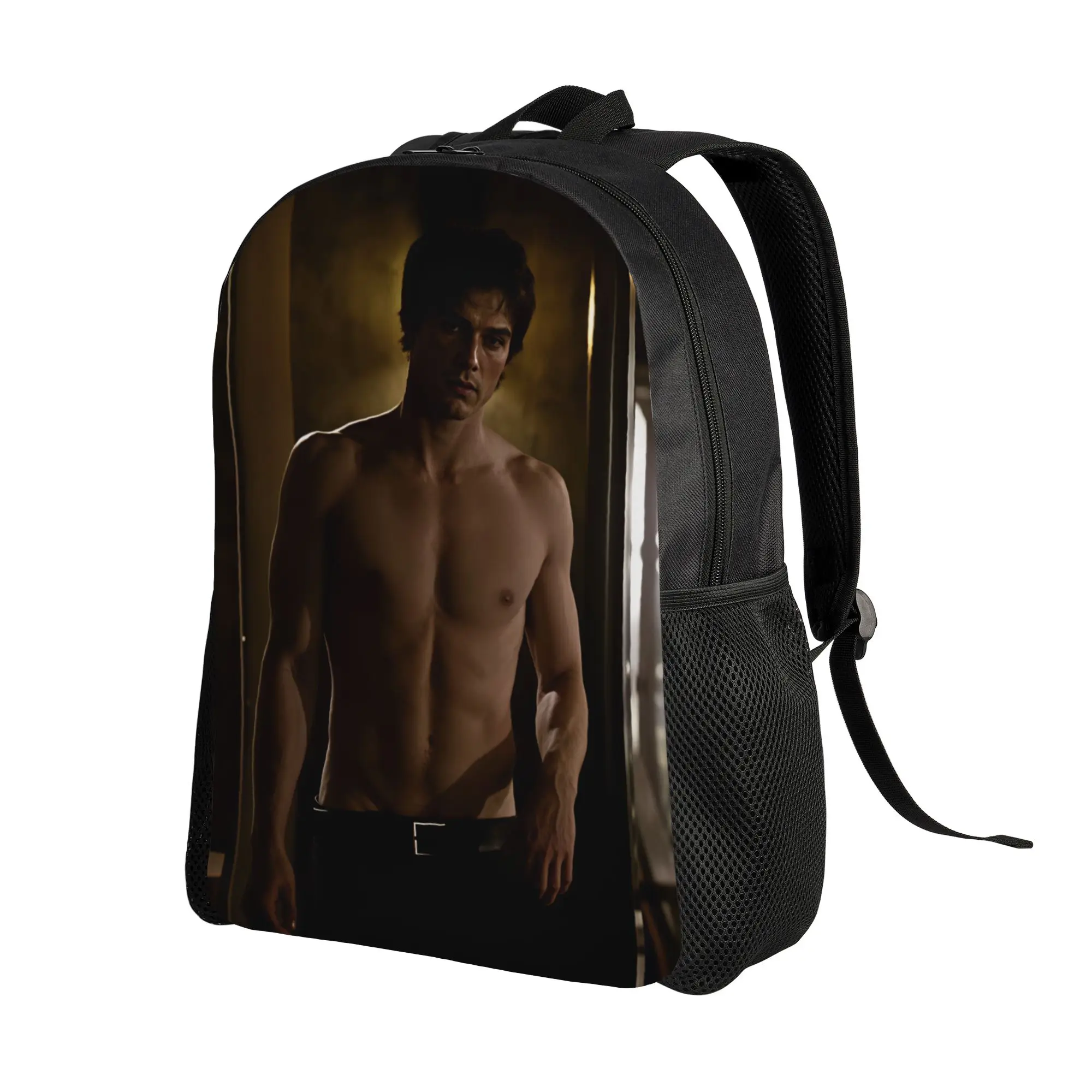Vampire Diaries Damon Klaus  Backpack  Male Polyester Workout Backpacks Pattern Modern High School Bags Rucksack