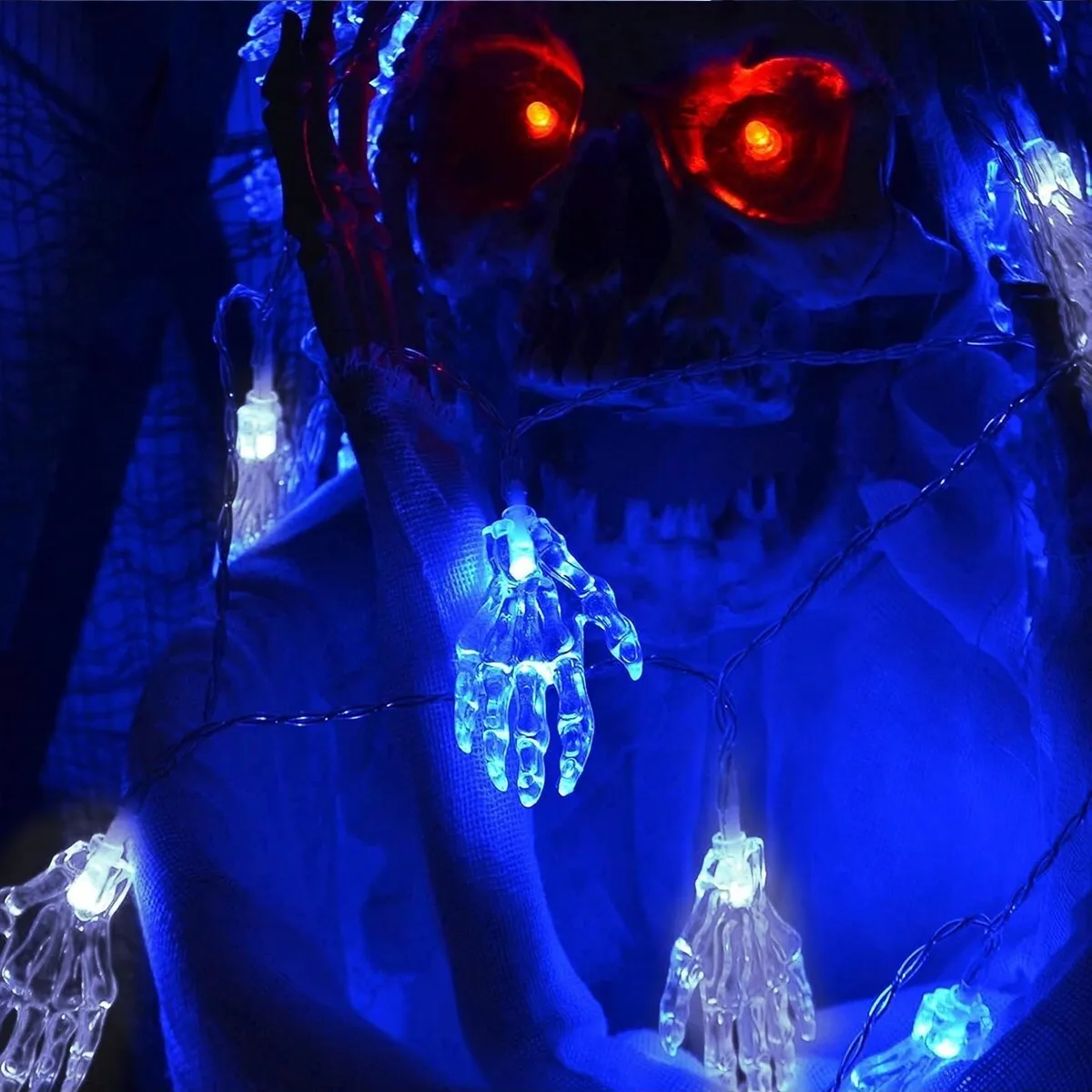 1pc 20LED Halloween Skeleton Hand Batterie Betrieben String Licht Schreckliche Atmosphäre Schädel Hand Lampe Für Home Patry Yard decor – Detail 6