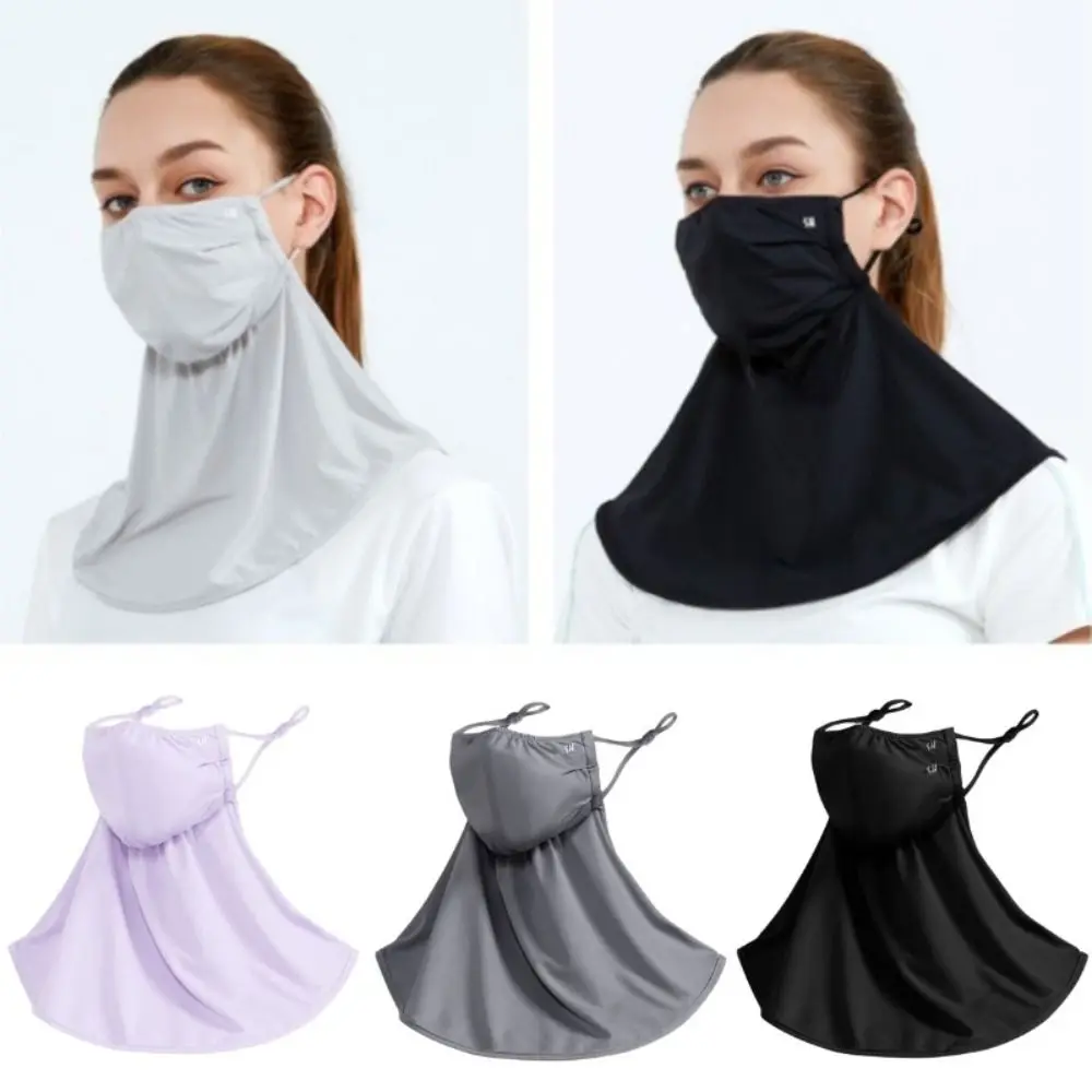 

Portable Solid Color Ice Silk Mask Sun Proof Breathable Summer Face Scarves UV Protection Neck Wrap Cover Outdoor