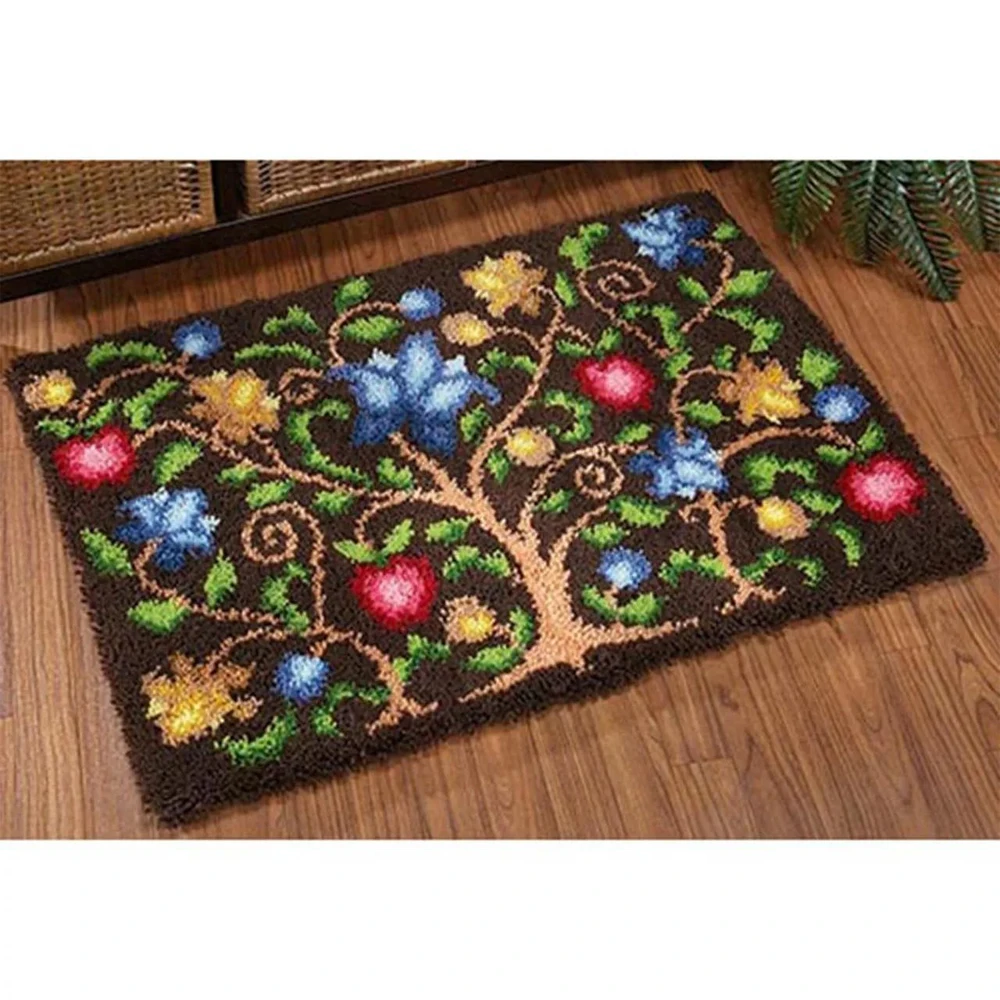 Hobby stuff Latch hook rug kit with printed pattern Flower Canvas for embroidery Carpet equipment set do it yourself Tapestry