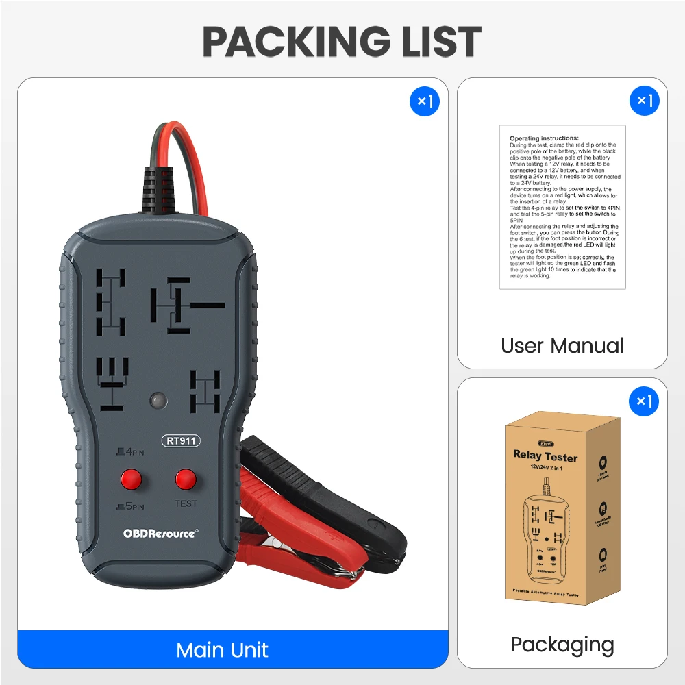 12 V/24 V Auto Relais Tester RT911 4Pin/5Pin Super Relais Tester Diagnostic Tool LED Indicator Display auto Diagnostische Accessoires