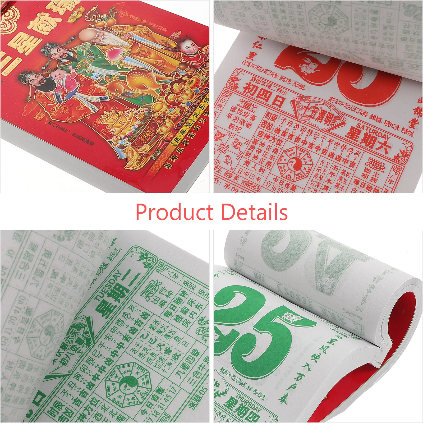 

Hand-tearing Calendar for Wall Moon Asian Chinese Calander Traditional Red Lunar Office