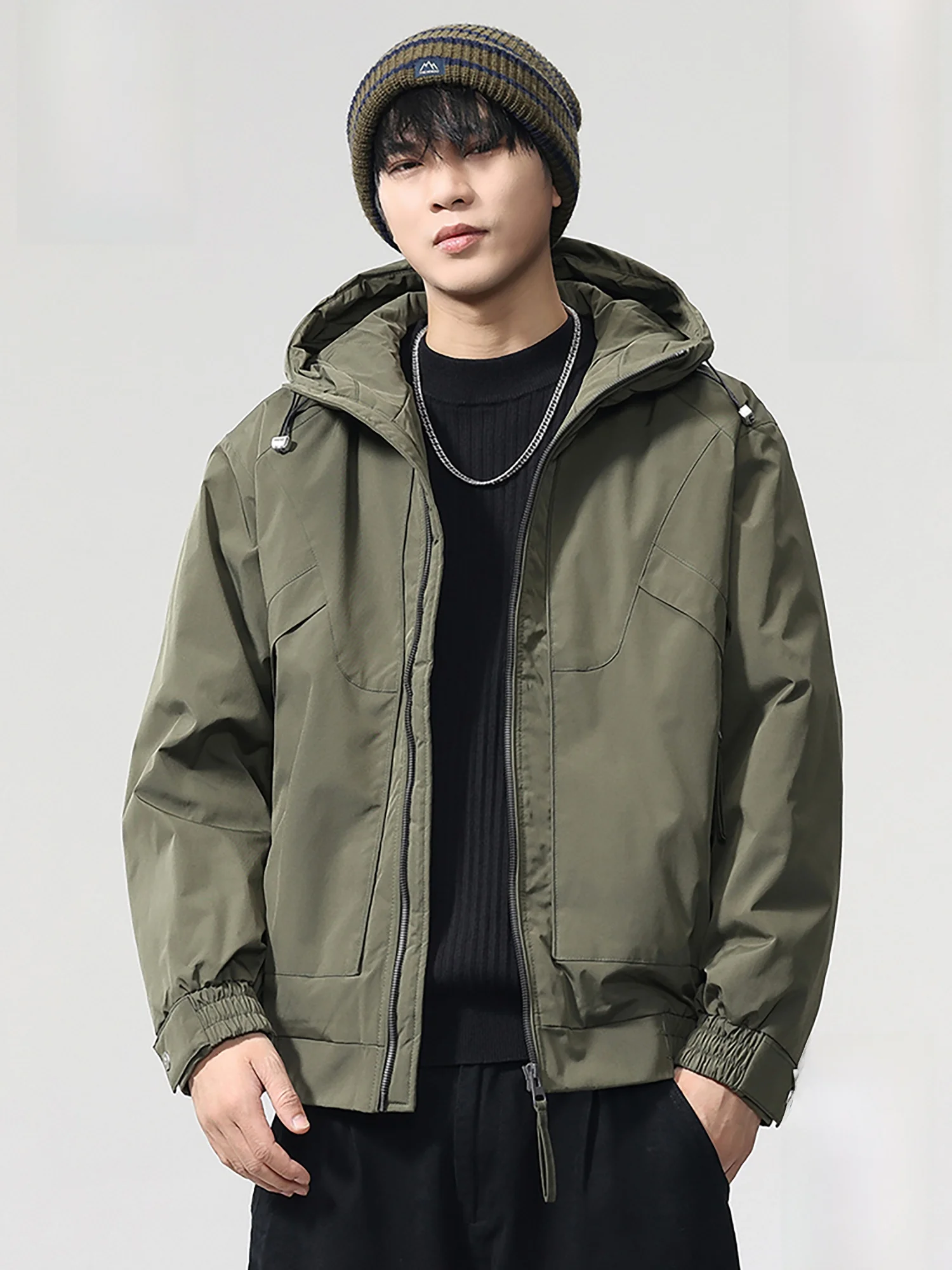 

PaulFrank Thiened Winter Jaet Men's Casual Warm Hooded Cotton Workwear Polyester Fabric Long Sve Zipper Closure Animal...