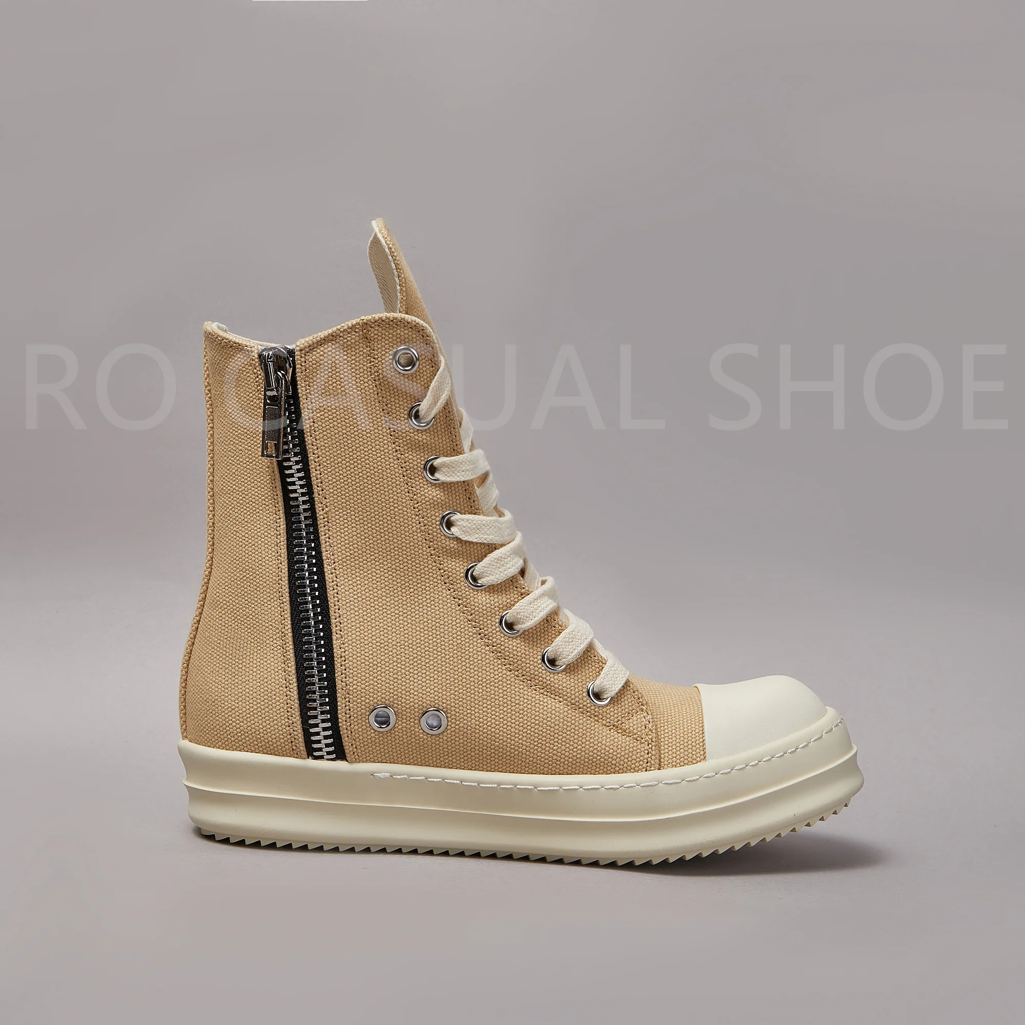 Ricks Owens-Sapatilha luxuosa para homens e mulheres, botas de design casual, sapato ao ar livre de alta qualidade, botas de renda