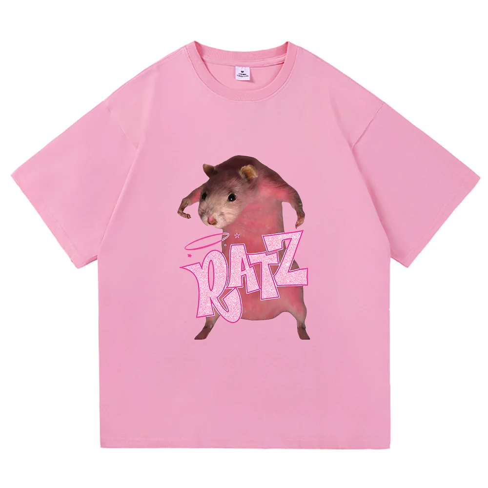 Pink Rat Ratz Meme T Shirt Fashion Men/Women Harajuku Aesthetic Daily T-Shirt Unisex High Quality Funny Vintage Cotton Tee Shirt