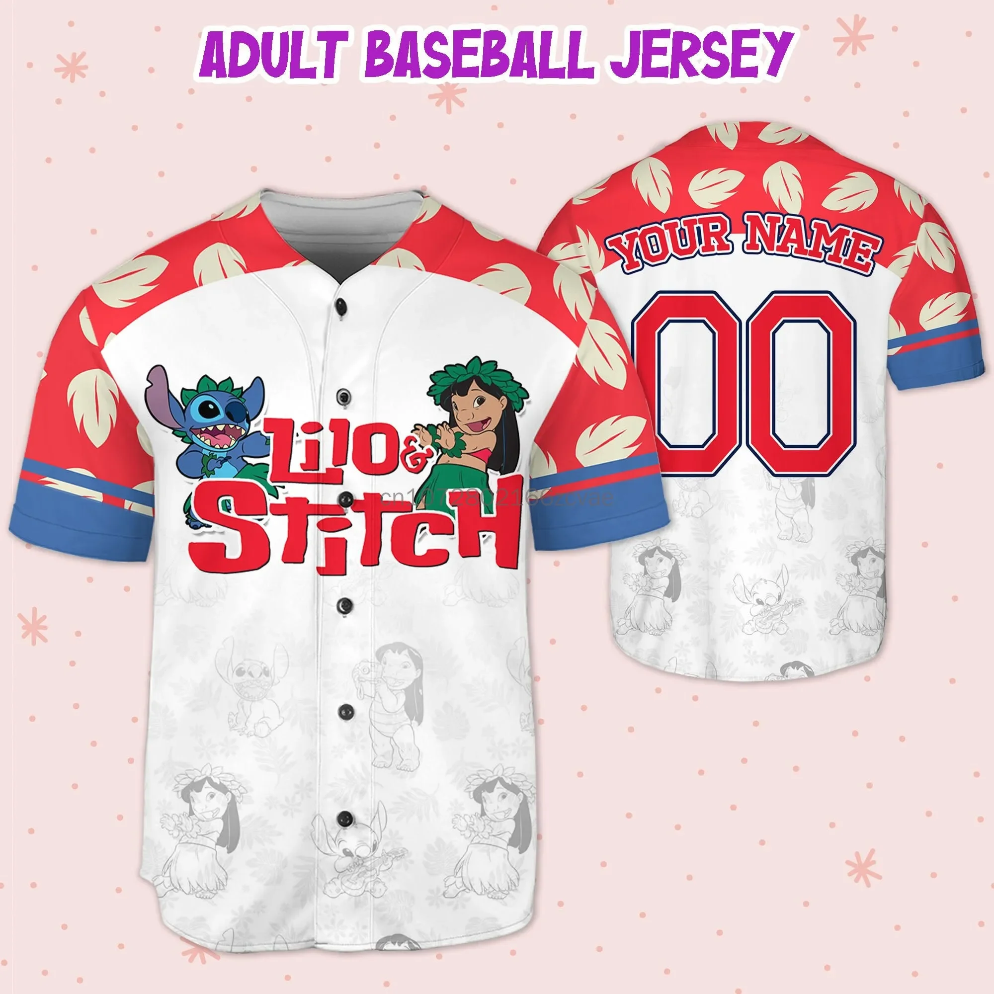 New disney Engel und Stich Baseball Trikot Männer Frauen kostenlos benutzer definierte Name Baseball-Shirts Disney Casual Fashion Street T-Shirt